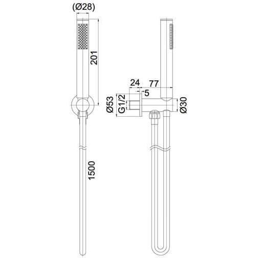 Crosswater Shower Handset Crosswater MPRO Wall Mounted Outlet with Shower Handset and Hose