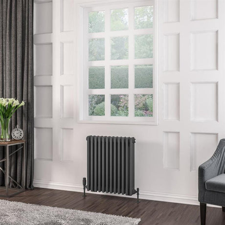 Eastbrook Column Radiator Eastbrook Rivassa Vertical 3 Column Radiator - 600 x 563mm - Matt Anthracite