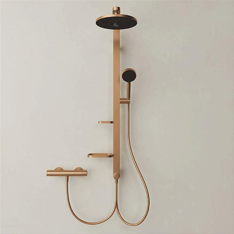 Ideal Standard Shower Riser Rail Brushed Bronze Ideal Standard Ceratherm ALU+ Rigid Riser Rail with Diverter, Showerhead, Handset and Shelves