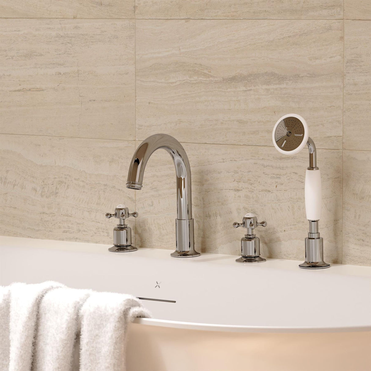 Crosswater 4 Tap Hole Bath Set Crosswater Belgravia 4 Hole Bath Shower Mixer Tap with Kit in Chrome