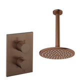 UK Bathroom Store Concealed Shower Set Brushed Bronze / Ceiling Arm / 200mm Crosswater Crossbox Shower Set 1 - 1 Outlet with Fixed Overhead Shower