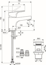 Ideal Standard Cloakroom Tap Ideal Standard Cerabase Single Lever Mini Basin Mixer Tap with Clicker Waste in Chrome