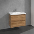 Villeroy & Boch Wall Mounted Vanity Unit Oak Kansas Villeroy & Boch Skyla Wall Mounted 800mm Two Drawer Vanity Unit with Basin