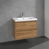 Villeroy & Boch Wall Mounted Vanity Unit Oak Kansas Villeroy & Boch Skyla Wall Mounted 800mm Two Drawer Vanity Unit with Basin