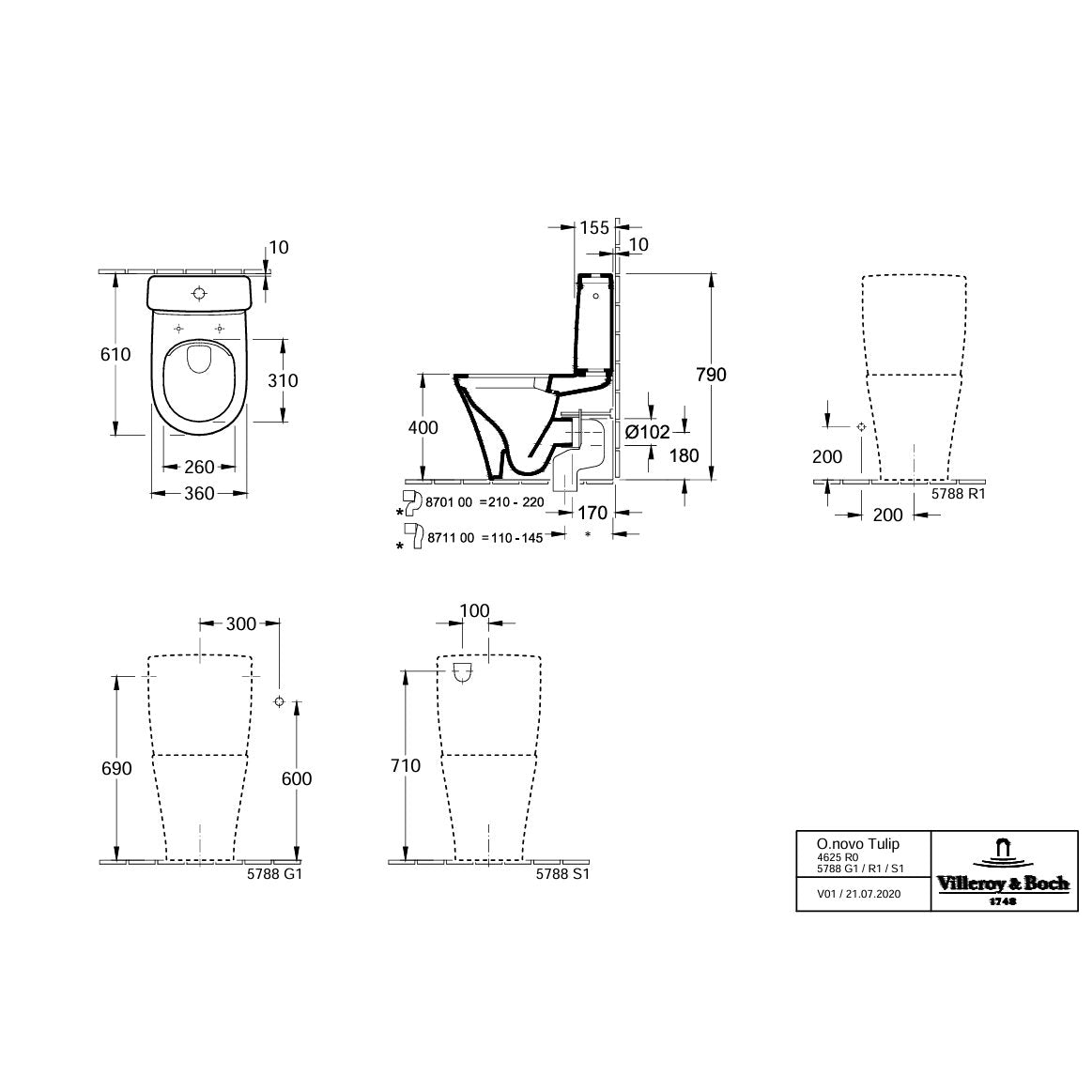 Villeroy & Boch Close Coupled Toilet Villeroy & Boch O.novo Rimless Close Coupled DirectFlush Toilet with Soft Close Seat