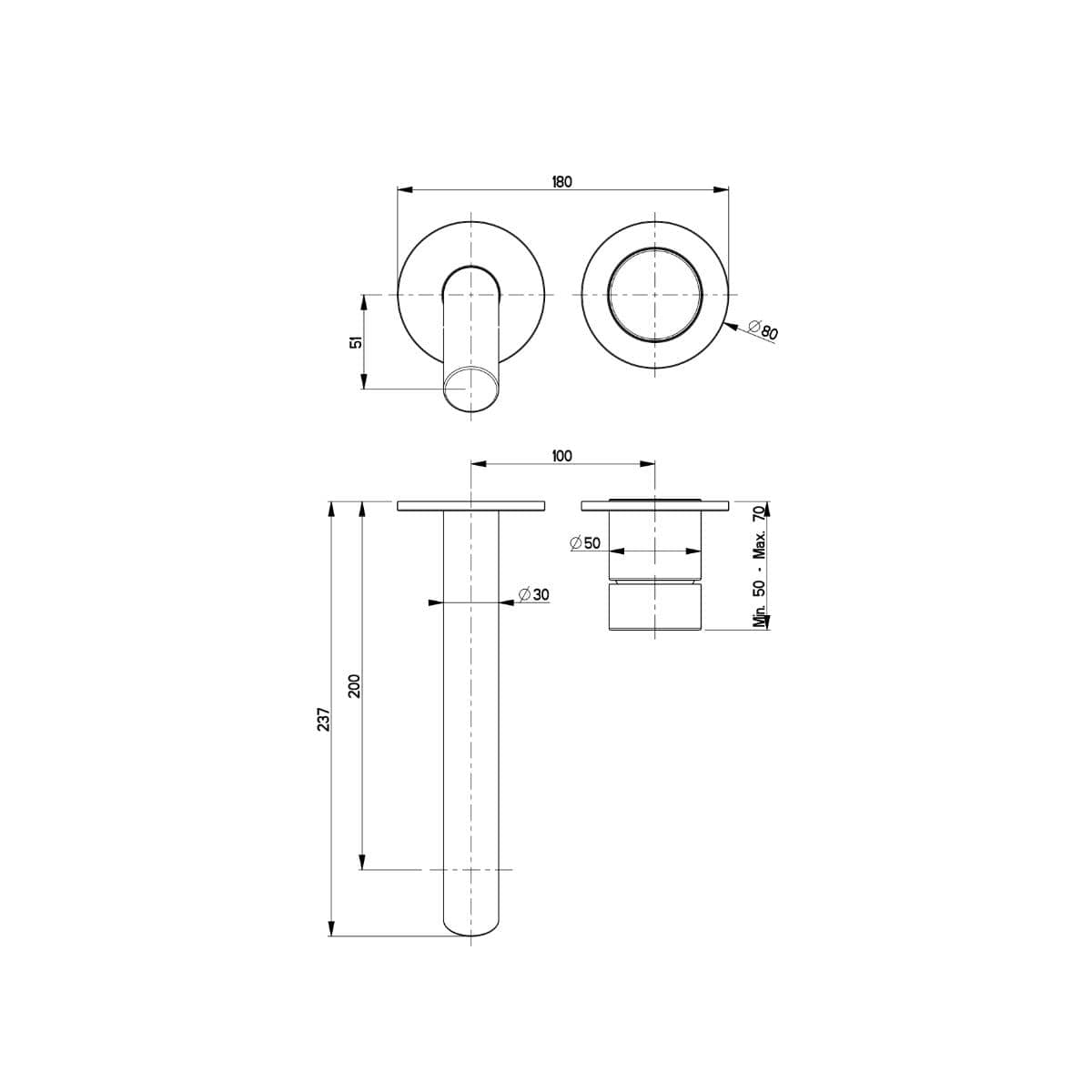 Clearwater Wall Mounted Basin Tap Clearwater Ixora Wall Mounted 2 Hole Basin Mixer Tap in 316 Stainless Steel