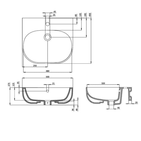 Britton Wall Hung Basin Britton Milan 500mm Wall Hung Basin in White