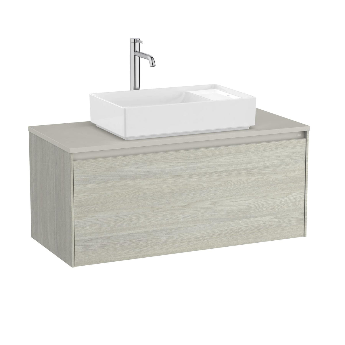 Roca Wall Mounted Vanity Unit White Oak Roca Ona 1000mm Wall Mounted One Drawer Vanity Unit with Countertop