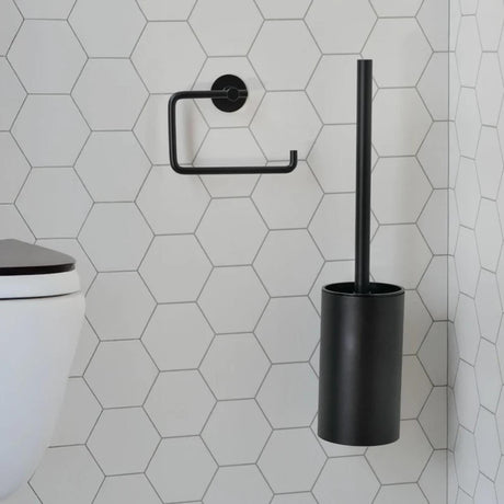 Smedbo Toilet Brush Matt Black Smedbo Beslagsboden Cube Self-Adhesive Wall Mounted Toilet Brush and Holder