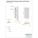 Eastbrook Panel Radiator Eastbrook Charlton Vertical Aluminium Designer Radiator in Matt Anthracite