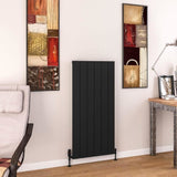 Eastbrook Panel Radiator 1200 x 565 / Dual Fuel Eastbrook Charlton Vertical Aluminium Designer Radiator in Matt Black