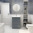 Imex Floor Standing Vanity Unit Steel Blue / White Imex Croma Floor Standing Three Drawer 600mm Vanity Unit with 1 Tap Hole Basin