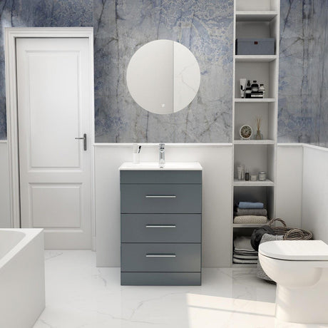 Imex Floor Standing Vanity Unit Steel Blue / White Imex Croma Floor Standing Three Drawer 600mm Vanity Unit with 1 Tap Hole Basin