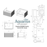 Aquarius Bathrooms Suites Aquarius Sophie 605mm Wall Hung Vanity Unit, Close Coupled Toilet, Tap and Fittings Bundle