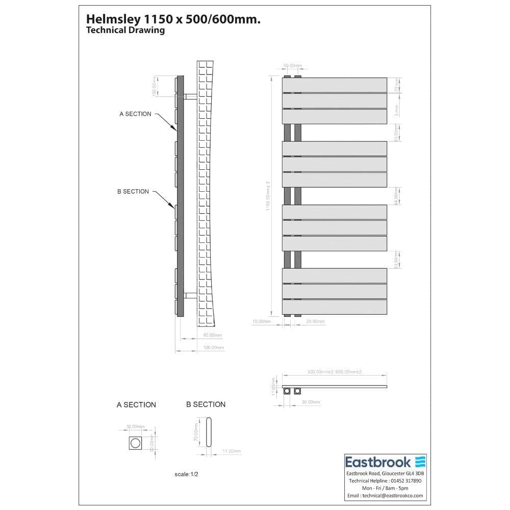 Eastbrook Helmsley Straight Vertical Designer Towel Rail in Matt Black