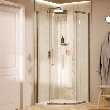 Crosswater Quadrant Shower Enclosure 900 x 900 / Brushed Nickel Crosswater Asura 8mm Quadrant Sliding Shower Door