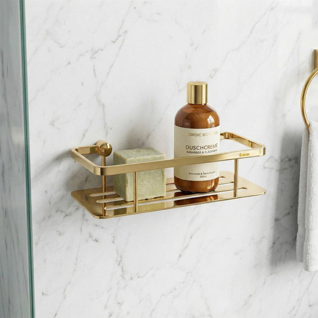 Smedbo Basket Polished Brass Smedbo Sideline Design Shower Basket