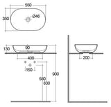 RAK Countertop Basin RAK Moon Oval 500mm Countertop Basin in White