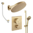 UK Bathroom Store Concealed Shower Set Brushed Brass Crosswater Crossbox Push Shower Set 10 - 3 Outlet with Revive Steel Overhead Shower, Slide Rail Kit and Overflow Bath Filler Waste