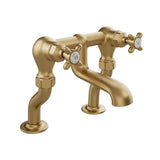 Vado Bath Mixer Brushed Brass/Crackled White Booth & Co. Axbridge Crosshead Bath Filler Tap