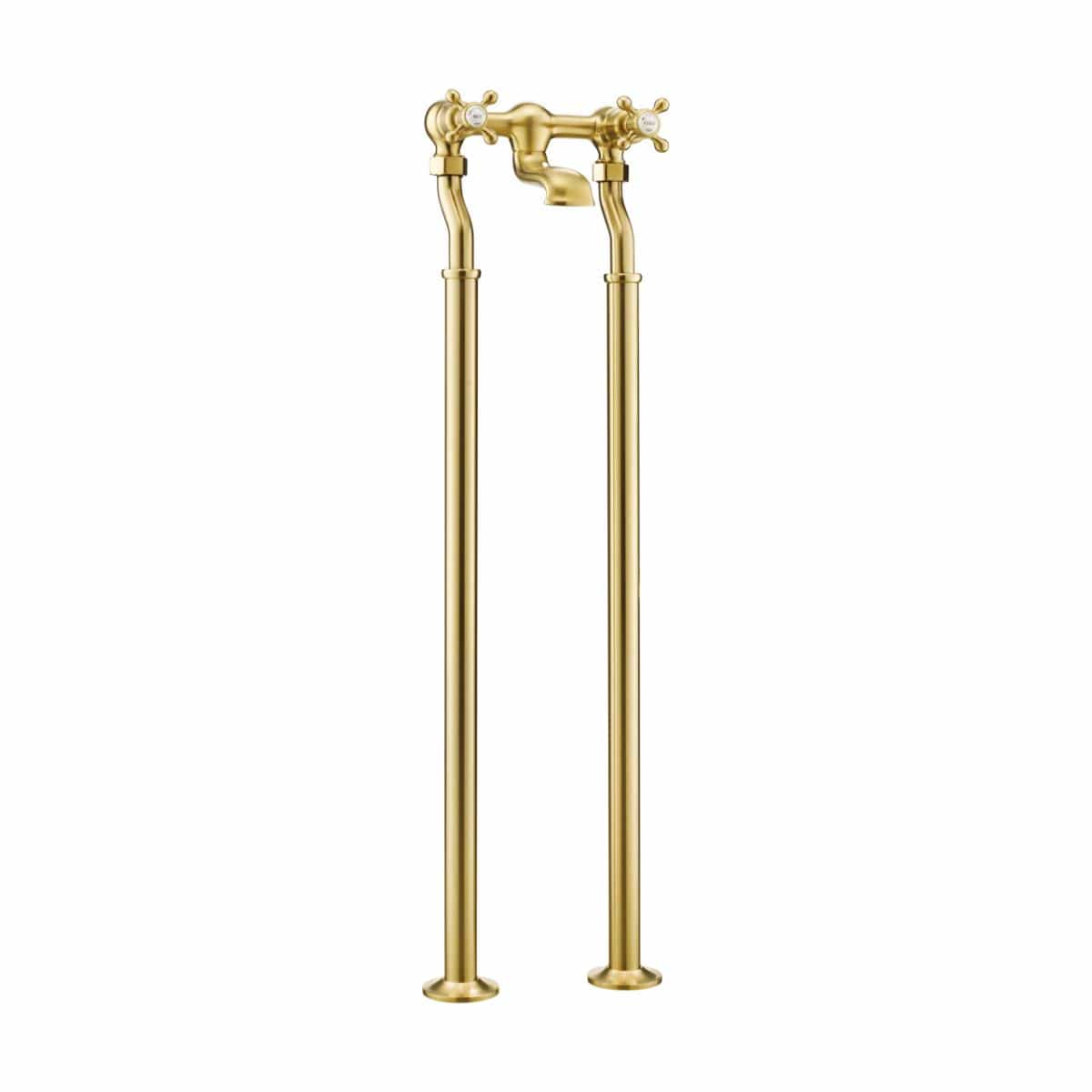 JTP Freestanding Bath Filler Brushed Brass JTP Grosvenor Cross Freestanding Bath Shower Filler