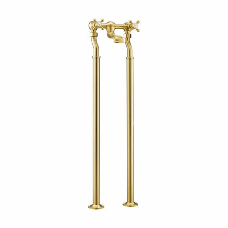 JTP Freestanding Bath Filler Brushed Brass JTP Grosvenor Cross Freestanding Bath Shower Filler