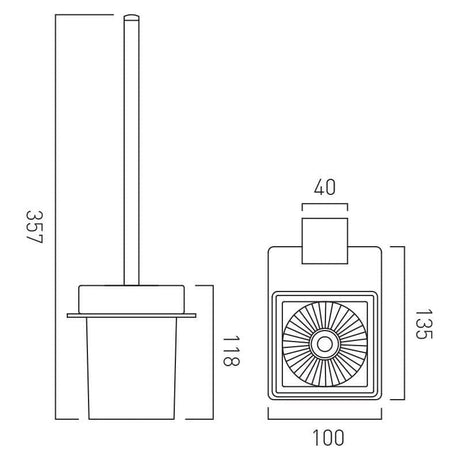 Vado Toilet Brush Vado Photon Toilet Brush And Frosted Glass Holder in Chrome