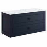 Crosswater Wall Mounted Vanity Unit Deep Indigo Blue / 910 x 460mm Crosswater Canvass Vanity Unit with White Carrara Marble Effect Worktop