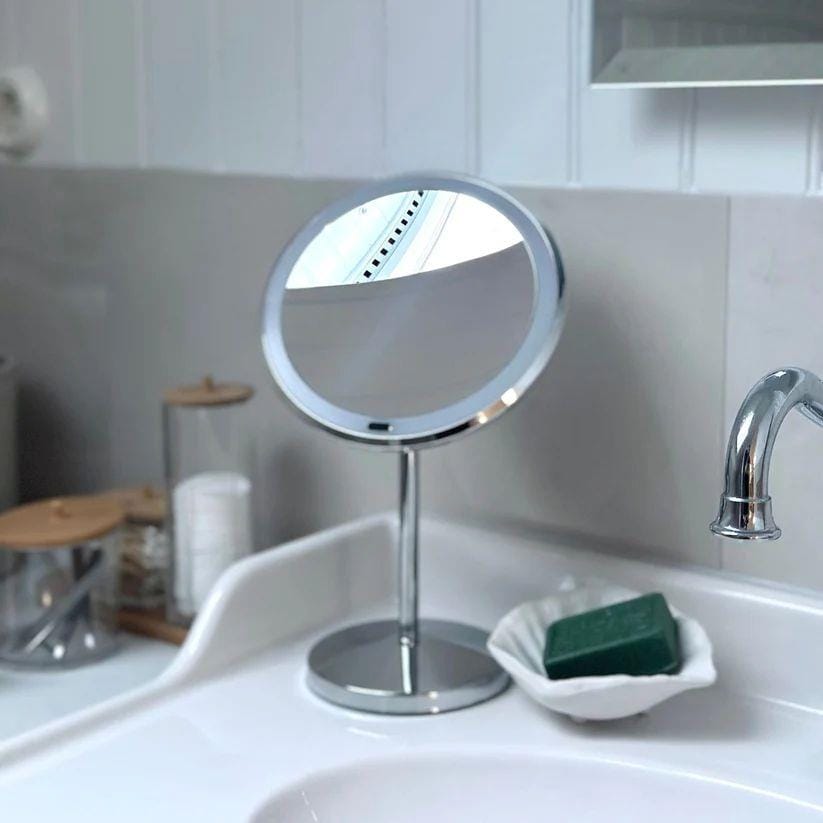 Smedbo Cosmetic and Shaving Mirror Chrome Smedbo Beslagsboden Glow Freestanding LED Magnifing Mirror