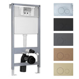 Imex Wall Hung WC Frame Matt Black / Round Imex Adjustable 1070-1270mm Wall Mounted Frame and Cistern with Stainless Steel Flush Plate