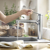 Hansgrohe Kitchen Tap Chrome Hansgrohe Zesis M33 Single Lever Kitchen Mixer Tap 160 with Pull-Out Spray