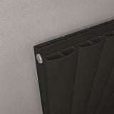 Eastbrook Panel Radiator Eastbrook Guardia Straight Vertical Aluminium Radiator in Matt Black