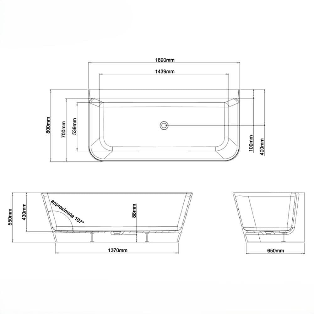 Crosswater Back To Wall Freestanding Bath Crosswater Artist Freestanding Double Ended Back to Wall Bath