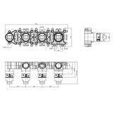 UK Bathroom Store Concealed Shower Set Crosswater Module Plus Push Shower Set 4 - 2 Outlet with Revive Multifunctional Spotlight Shower Head and Pencil Handset