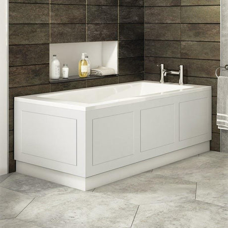 Aquarius Bathrooms Bath Panel Aquarius Halite Waterproof Traditional Shaker Front Bath Panel in White Gloss