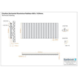 Eastbrook Panel Radiator Eastbrook Charlton Horizontal Aluminium Designer Radiator in Matt Anthracite