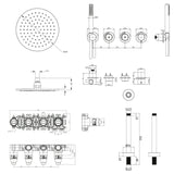 UK Bathroom Store Concealed Shower Set Crosswater Module Shower Set 8 - 2 Outlet with Pencil Handset and Overhead Shower