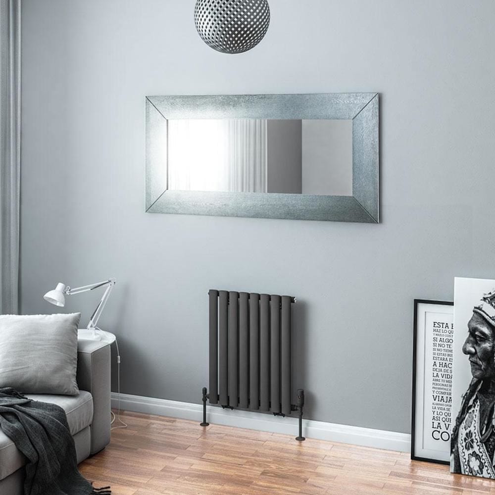 Eastbrook Panel Radiator 600 x 471mm Eastbrook Tunstall Straight Horizontal Designer Radiator in Matt Anthracite