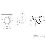 Villeroy & Boch Wall Hung Toilet Villeroy & Boch Architectura Compact Wall Hung Toilet with TwistFlush and Soft Close Seat