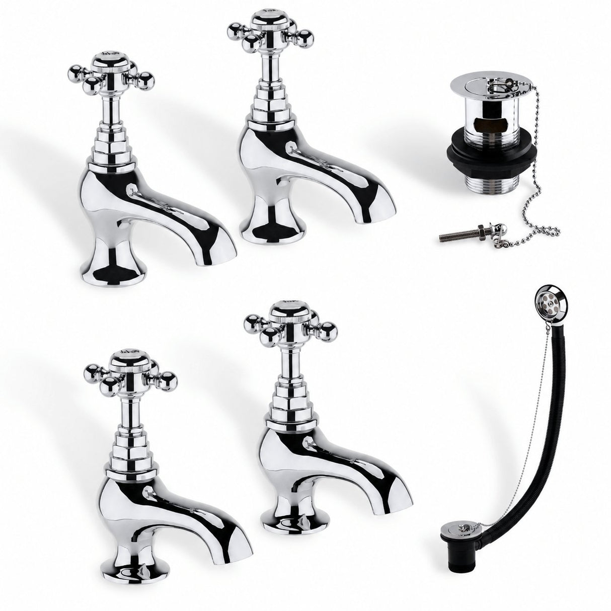 Aquarius Bathrooms Pillar Bath Tap Aquarius Clarence Traditional Brassware Pack with Bath and Basin pillar Taps and Wastes