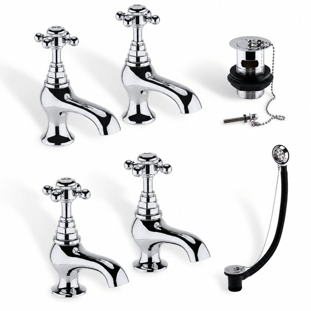 Aquarius Bathrooms Pillar Bath Tap Aquarius Clarence Traditional Brassware Pack with Bath and Basin pillar Taps and Wastes