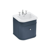 Burlington Wall Mounted Vanity Unit Blue / Ceramic Basin - 3 Tap Hole / Chrome Burlington Chalfont 550mm Wall Mounted Single Drawer Vanity Unit with Basin