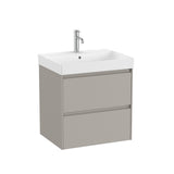 Roca Wall Mounted Vanity Unit Matt Grey Roca Ona 600mm Wall Mounted Two Drawer Vanity Unit with Basin