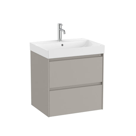 Roca Wall Mounted Vanity Unit Matt Grey Roca Ona 600mm Wall Mounted Two Drawer Vanity Unit with Basin