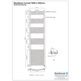Eastbrook Ladder Rail Eastbrook Wendover Curved Vertical Heated Towel Rail in Chrome