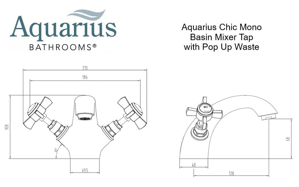 Aqaurius Mono Basin Tap Aquarius Chic Basin Mixer Tap with Pop-Up Waste