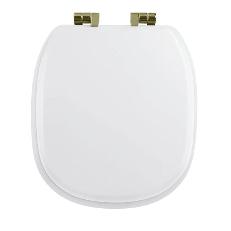 Imperial Toilet Seat White / Gold Imperial Radcliffe Solid Wood Painted Toilet Seat with Soft Close Hinges