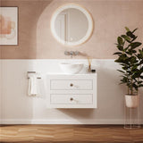 Crosswater Wall Mounted Vanity Unit White Gloss / 710 x 460mm Crosswater Canvass Vanity Unit with White Carrara Marble Effect Worktop