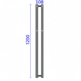 Reina Designer Towel Radiator Reina Todi Heated Vertical Towel Rail with Hooks - 1200 x 108 mm - in Chrome