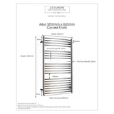 JIS Ladder Rail JIS Sussex Adur Vertical Stainless Steel Curved Heated Towel Rail